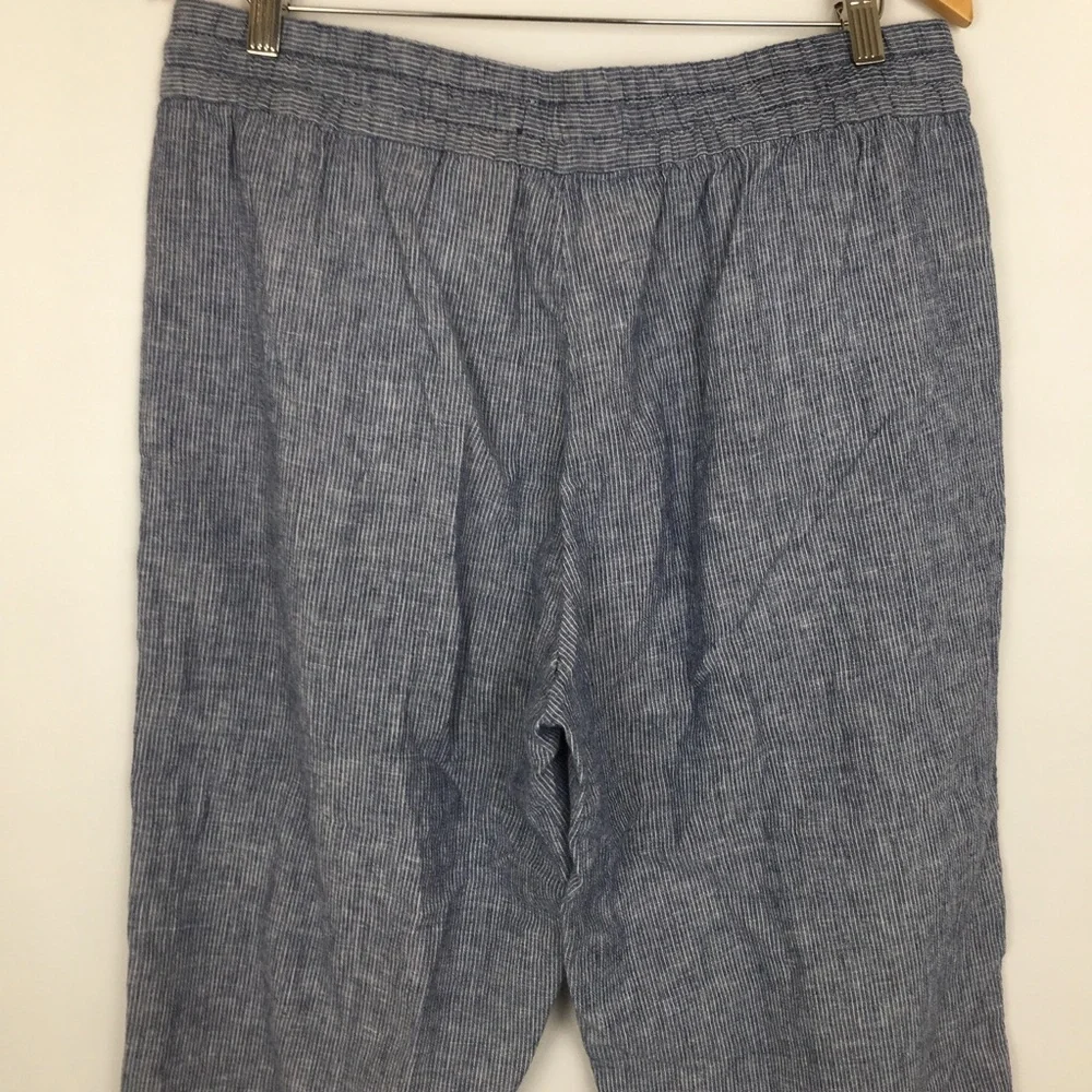 H&M LOGG Women’s Striped Linen Blend Comfy Casual Pant/Trouser Size 14 Coastal